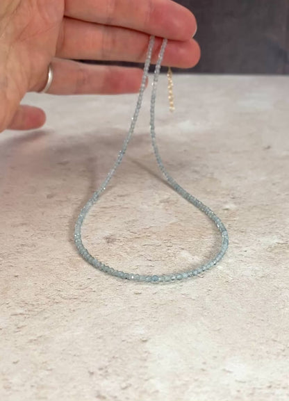 Dainty Aquamarine Gemstone Necklace (AAA Grade)