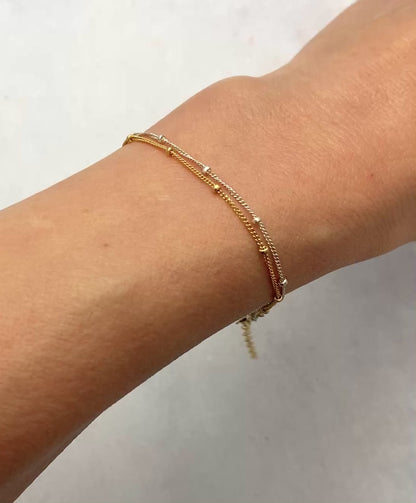 Dainty Gold and Silver Satellite Chain Duo Bracelet