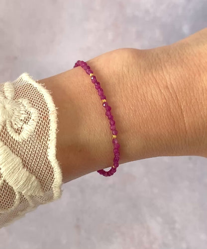 Dainty Pink Ruby Gemstone Bracelet